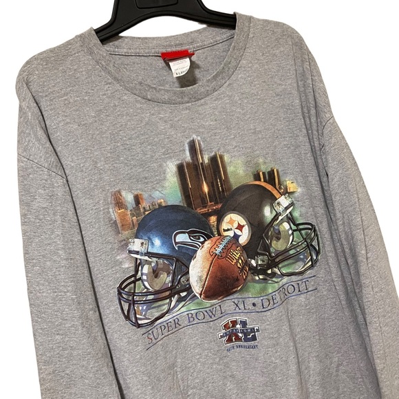 NFL Super Bowl XL Pittsburgh Steelers Seattle Seahawks Long Sleeve Tee 2006 - Picture 2 of 10
